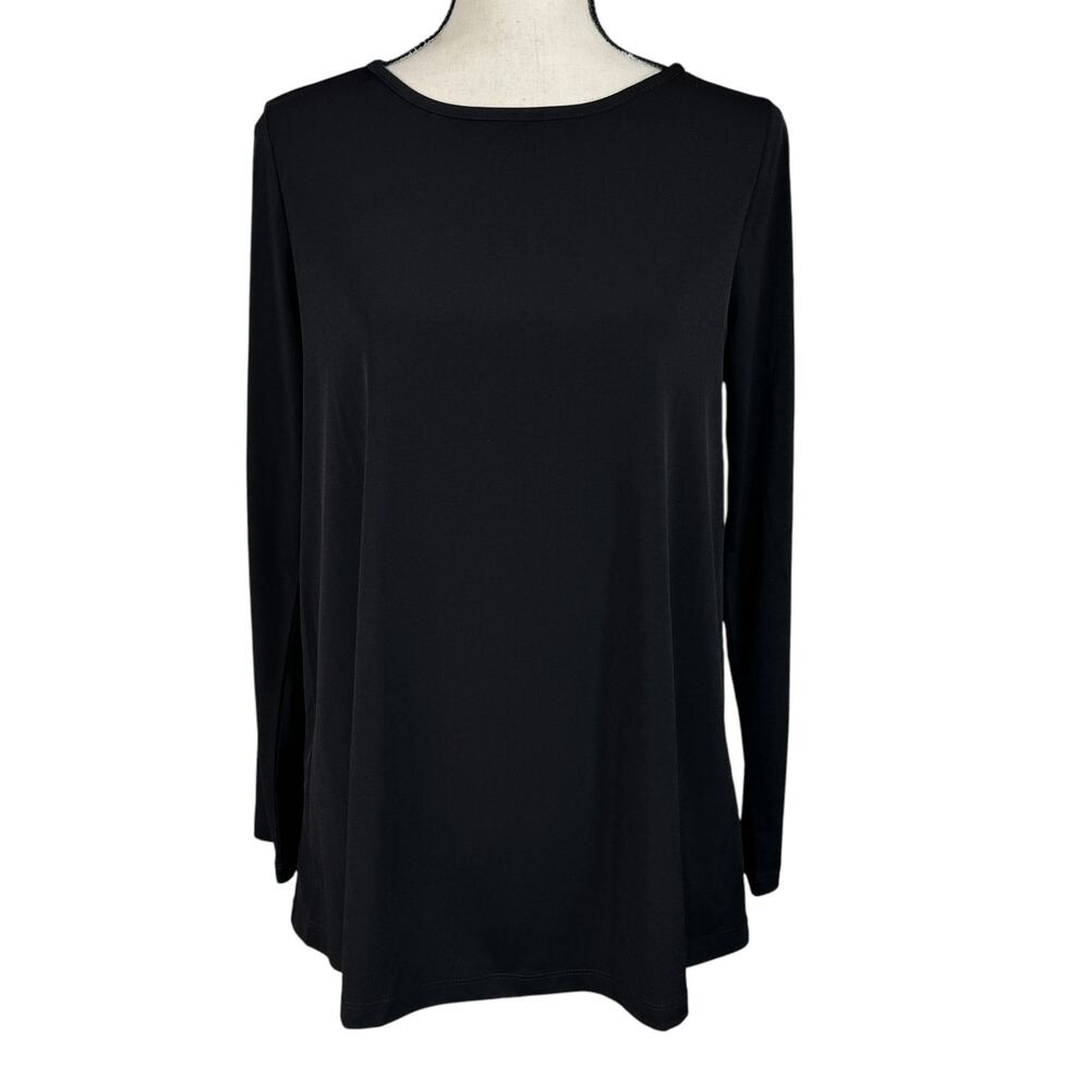 Susan Graver Small Modern Essentials Tunic Top Stretch Long Sleeves Round Neck